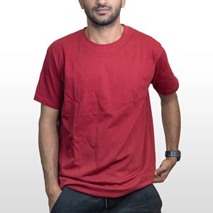 Camiseta Lisa Color Granate para Hombre, 100% Algodón, para Comodidad Diaria - Product Image 2