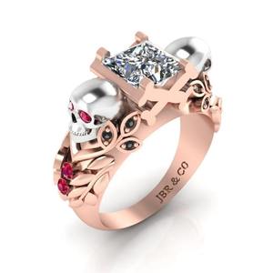 Style populaire princesse diamant plaqué or rose 925 argent Sterling crâne conception bague de fiançailles pour les femmes au meilleur prix - Product Image 2