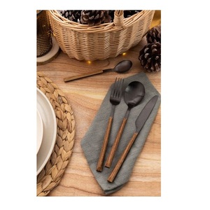 Juego de Cubiertos con Mango de Madera, Cubiertos de Acero Inoxidable, Cubiertos Modernos y Lujosos con Mango de Madera Grueso - Product Image 3