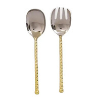 Diseño de cuentas de acero inoxidable dorado brillante, mango largo, respetuoso con el medio ambiente, apto para lavavajillas, mesa de comedor, servidor de ensalada, servicio hecho a mano