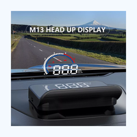 M13 Hud Set Alarm mobil proyektor kaca depan, Speedometer pengukur kecepatan jam Kompas Gps tampilan Alarm Digital