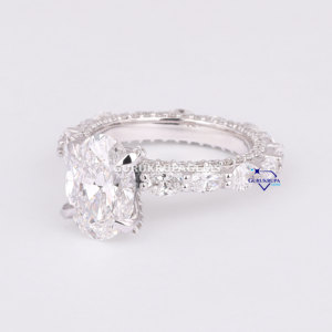 Exclusivo 3,00 CT corte ovalado CVD laboratorio cultivado diamante 14KT oro blanco sólido moda para mujeres anillo de bodas joyería personalizada - Product Image 2