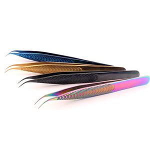 Juego de pinzas para pestañas rectas duraderas de 4 piezas hechas a mano con punta alineada Diseño de agarre antideslizante Alta precisión - Product Image 4