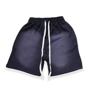 Pantalones de algodón pesado personalizados dobladillo crudo lavado ácido rasgado liso polar Streetwear pantalones cortos deportivos cordón Cargo Joggers pantalones cortos - Product Image 6