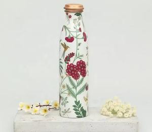 Handcrafted 100% Pure Copper <b>Metal</b> Bottle Full Engraved With Lid For Direct Drinking Water Drinkware For Adults For Camping - Product Image 5