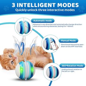 Giocattolo per gatti interattivo intelligente ricaricabile USB 3 modalità Laser e piuma divertente giocattolo per gatti con controllo App - Product Image 5