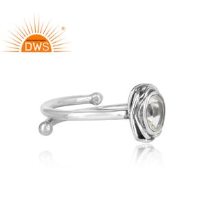 Bagues en argent Sterling 925 en cristal naturel, Quartz ovale, fabrication de bijoux en pierres précieuses - Product Image 3