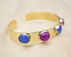 Pierre précieuse naturelle 9X11 MM avec bracelets en pierre de forme ovale à la mode réglables faits à la main plaqués or 18 carats - Product Image 5