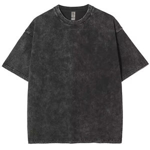 T-shirt ample et oversize pour homme, 100 % coton, impression personnalisée, uni, délavé à l'acide, t-shirt délavé à la pierre, vêtements vintage, sans marque - Product Image 1