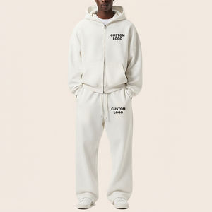 Ensemble survêtement vintage 2 pièces personnalisé à la vente chaude, cordon de serrage régulier, logo personnalisé, hommes, longueur complète, ample, usé, vêtements d'hiver - Product Image 4