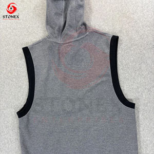 Sports <b>Gym</b> <b>Hoodie</b> for Adults Clothing Custom Summer Sleeveless Cut Out Drawstring <b>Hoodie</b> - Product Image 6