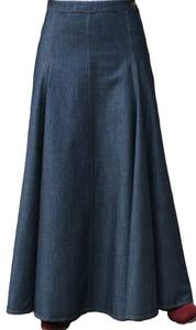 Denim <b>Long</b> <b>Skirt</b> Front Side Slit Casual Style Stylish Seasonal Staple Fla Maxi Chic Versatile Elegance Fashion - Product Image 3