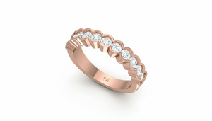 Anillo de Oro de 14K para Mujer con Diamantes Naturales Redondos Clásicos en Forma de Vieira - Product Image 4