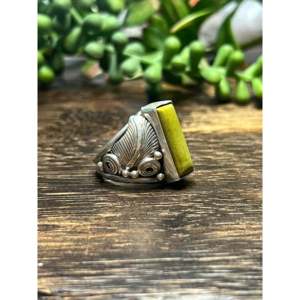 Navajo Handmade Royston <b>Turquoise</b> Sterling Silver <b>Ring</b> Size 9.25 - Product Image 4