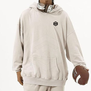 เสื้อฮู้ดโอเวอร์ไซส์สำหรับผู้ชายผ้าฝ้าย100% โอเวอร์ไซส์แบบเรียบออกแบบได้ตามต้องการดีไซน์ใหม่ - Product Image 3