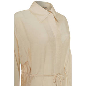 Túnica beige de tela texturizada con cintura fruncida, ligera - Product Image 2