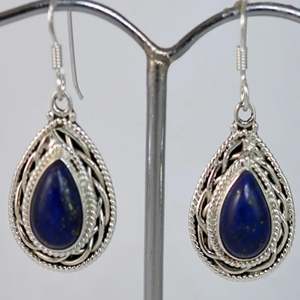 Pendientes Hechos a Mano de Plata de Ley 925 con Lapislázuli, Joyería de Piedra de Nacimiento de Septiembre, Gema Natural Azul en Forma de Pera, Estilo Boho Gota de Agua - Product Image 6