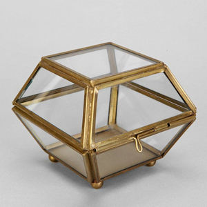 Nouveau plus meilleure qualité en gros Style Design cadeau pentagramme cadre en métal forme de rectangle verre transparent porte-carte de visite - Product Image 3