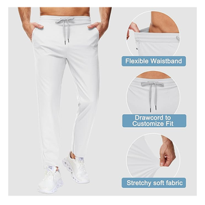 Pantalon d'entraînement en toile anti-rides pour hommes avec tissage non tissé Pantalon de jogging décontracté en style teint uni - Product Image 3