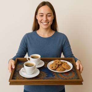 Bandeja de Servicio de Diseño con Recubrimiento de Esmalte de Madera MDF, Bandeja de Mesa de Alta Calidad para Hoteles y Restaurantes - Product Image 5