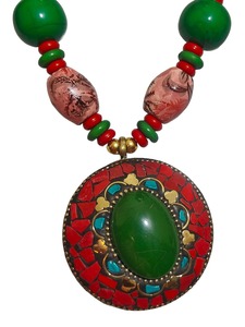 Collar de resina multicolor para mujer, joyería de maquillaje de lujo con forma de corazón, precio al por mayor, diseño ovalado elegante - Product Image 3