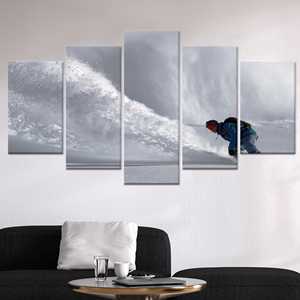 Lienzo Impreso: Arte de Snowboard con Paisaje Invernal de Descenso, Lienzo Enrollado 5Pmix - Product Image 1