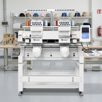 Machine à broder informatisée à 2 têtes, machine à broder plate automatique professionnelle, machine à broder pour t-shirts, casquettes, broderie 3D sur cuir