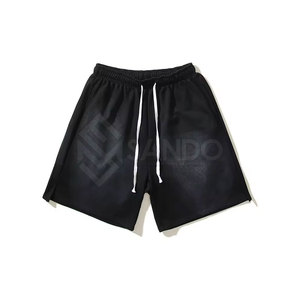 กางเกงขาสั้นผ้าฝ้ายแท้ 100% ซักย้อมสีแบบแอซิดวอชสำหรับผู้ชาย สวมใส่สบาย เอวยางยืดระดับกลาง ลำลอง ลายเรียบ ระบายอากาศได้ดี แห้งเร็ว ขายส่ง - Product Image 1