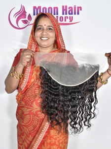 Meilleure qualité de cheveux humains indiens temple exportateurs naturels au prix de gros Frontal Curly pour les femmes Salon fête ou usage quotidien - Product Image 2
