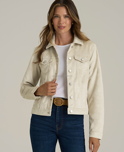 Veste en daim pour femme, style urbain, hiver, col boutonné, motif lettres, respirante, confortable, durable, coton et soie - Product Image 1