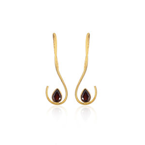 Women's Drop <b>Earring</b> Natural Mozambique <b>Garnet</b> Gemstone Gold Plated <b>Earrings</b> Handmade Jewelry 925 Sterling Silver <b>Earring</b> - Product Image 1