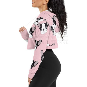 เสื้อครอปมีฮู้ดแบบสั่งตัดสไตล์สตรีทเสื้อครอปแบบเรียบไม่มีลายระบายอากาศสำหรับฤดูหนาว - Product Image 3