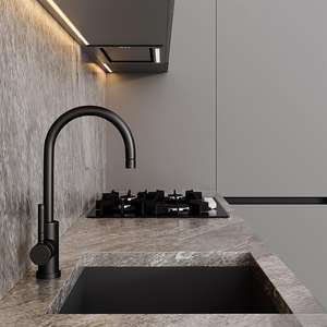 KEJIA Mobili da Cucina Modulari Minimalisti Grigio Opaco con Texture Legno a Doghe per Progetti di Design <span class=keywords><strong>d</strong></span>'Interni Architettonici - Product Image 3