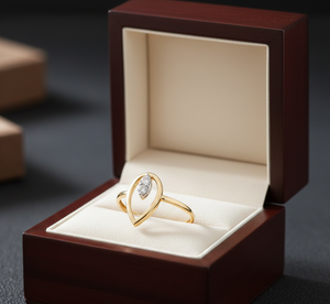 Anillo de Oro con Forma de Lágrima, Diseño Hueco Elegante, Regalo de Boda para Mujer - Product Image 3