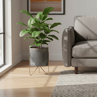 Jardinière en métal de luxe avec support noir, pot de fleurs d'intérieur et d'extérieur, porte-plante décoratif, décoration moderne pour balcon de maison