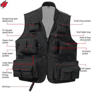 Chaleco de Pesca, Fotografía y Periodismo, Unisex, con Logotipo Personalizado, Venta al por Mayor, Multibolsillos, de Poliéster y Algodón - Product Image 3