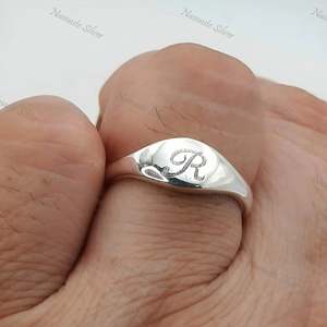 925 Sterling Silver Dainty <b>Initial</b> <b>Ring</b> Handmade Custom Alphabet Letter <b>Ring</b> Classic Wedding First Letter <b>Ring</b> - Product Image 6