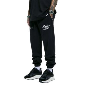 กางเกงจ็อกเกอร์ผ้าฟลีซเนื้อหนัก 100% ผ้าฝ้าย ทรงหลวม สไตล์ลำลองสตรีทแวร์สำหรับผู้ชาย สีดำ พิมพ์ลายสกรีน กระเป๋าซิป สีดำ - Product Image 5