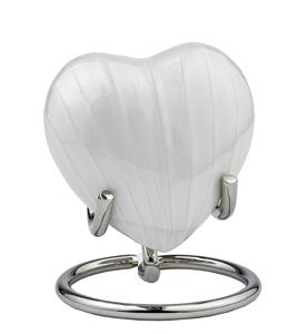 โกศมุกสีขาวสำหรับขี้เถ้าขี้เถ้าที่ระลึกงานศพของชำร่วยของชำร่วยรักโกศตกแต่งหัวใจทองเหลืองพร้อมขาตั้งกำหนดขนาดได้ - Product Image 5