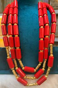 Conjunto de collar de cuentas de estilo vintage, joyería de material principal de cobre - Product Image 5