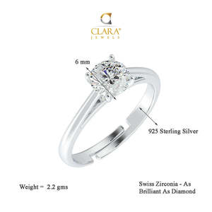 Platinum Diamond Statement <b>Ring</b> for Men's Romantic Style-CLARA Pure 925 Sterling <b>Silver</b> Luca <b>Adjustable</b> Gift for Women Girls - Product Image 5