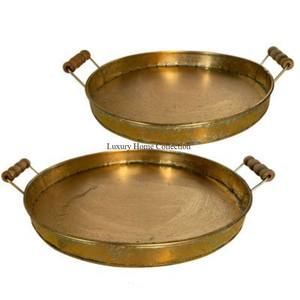 Plateau de service en métal le plus exigeant couleur or design unique plateau de table nouveau design attrayant plateau d'affichage des aliments design royal - Product Image 4