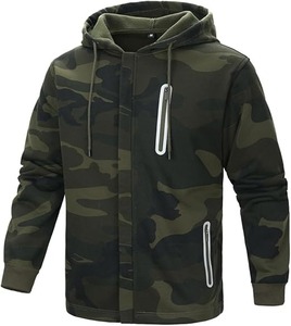 Sudadera con capucha y cremallera de mezcla de algodón para hombre personalizada de fabricante OEM, ropa de calle informal de gran tamaño, impresión digital bordada para la primavera - Product Image 1
