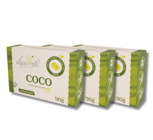 Kit de savon solide végétal naturel à la noix de coco Alquiverde (lot de 3) - Écologique, végétalien et sans cruauté, 90g, soin du corps et du visage - Product Image 1