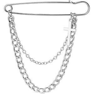 Spilla di sicurezza Hijunmi in argento con ciondolo a croce per maglioni da donna, t-shirt, accessorio di bigiotteria alla moda - Product Image 3