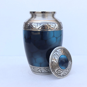 Urne funéraire classique Urne souvenir pour adulte avec motif gravé sur le cou et le couvercle Urne commémorative brillante pour garder les cendres - Product Image 1