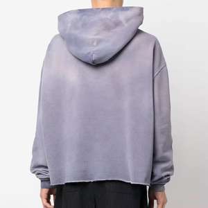 เสื้อฮู้ดดี้ผู้ชายคุณภาพสูง สไตล์วินเทจ ล้างสีแบบแอซิด ซีดจาง ทำสีซีดแบบดิสเทรส สำหรับฤดูหนาว สตรีทแวร์ ทรงบ็อกซี่ ซิปคู่ ผ้าฟลีซ 100% ผ้าฝ้าย - Product Image 4