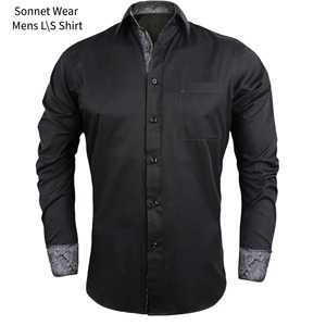 Camicie casual da uomo a maniche lunghe con bottoni tinta unita - Product Image 4