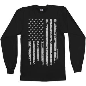 XD2 conçoit sur mesure le drapeau américain T-shirt à manches longues unisexe décontracté Streetwear coton T-shirt à col rond - Product Image 2