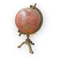 Carte du monde géographique rotative de bureau Orange Globe éducatif à base en métal de 8 pouces pour la maison, le bureau et la décoration d'étude